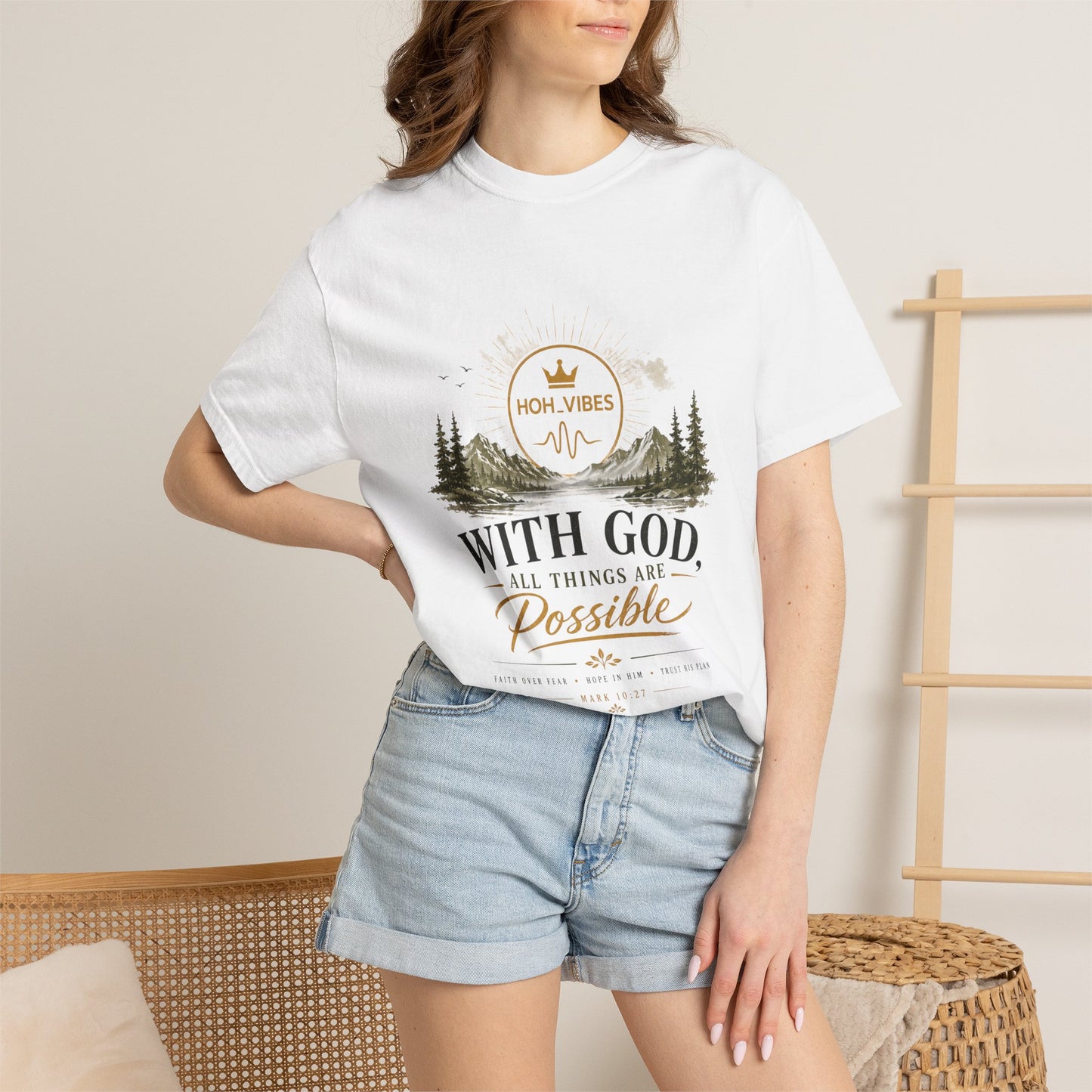 Poetic Minimalist T-Shirt — With God, All Things Are Possible