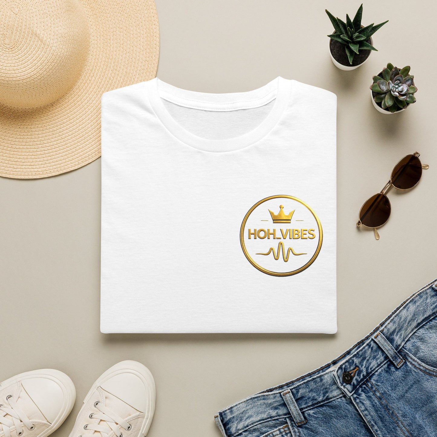 Hoh Vibes Graphic T-Shirt — Minimal Gold Crown Logo Tee