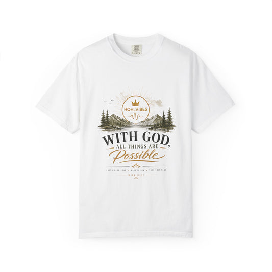 Poetic Minimalist T-Shirt — With God, All Things Are Possible
