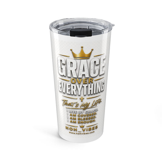 Grace Over Everything | 20oz Stainless Steel Christian Tumbler | Faith Inspirational Travel Mug | Hot & Cold Insulated Cup